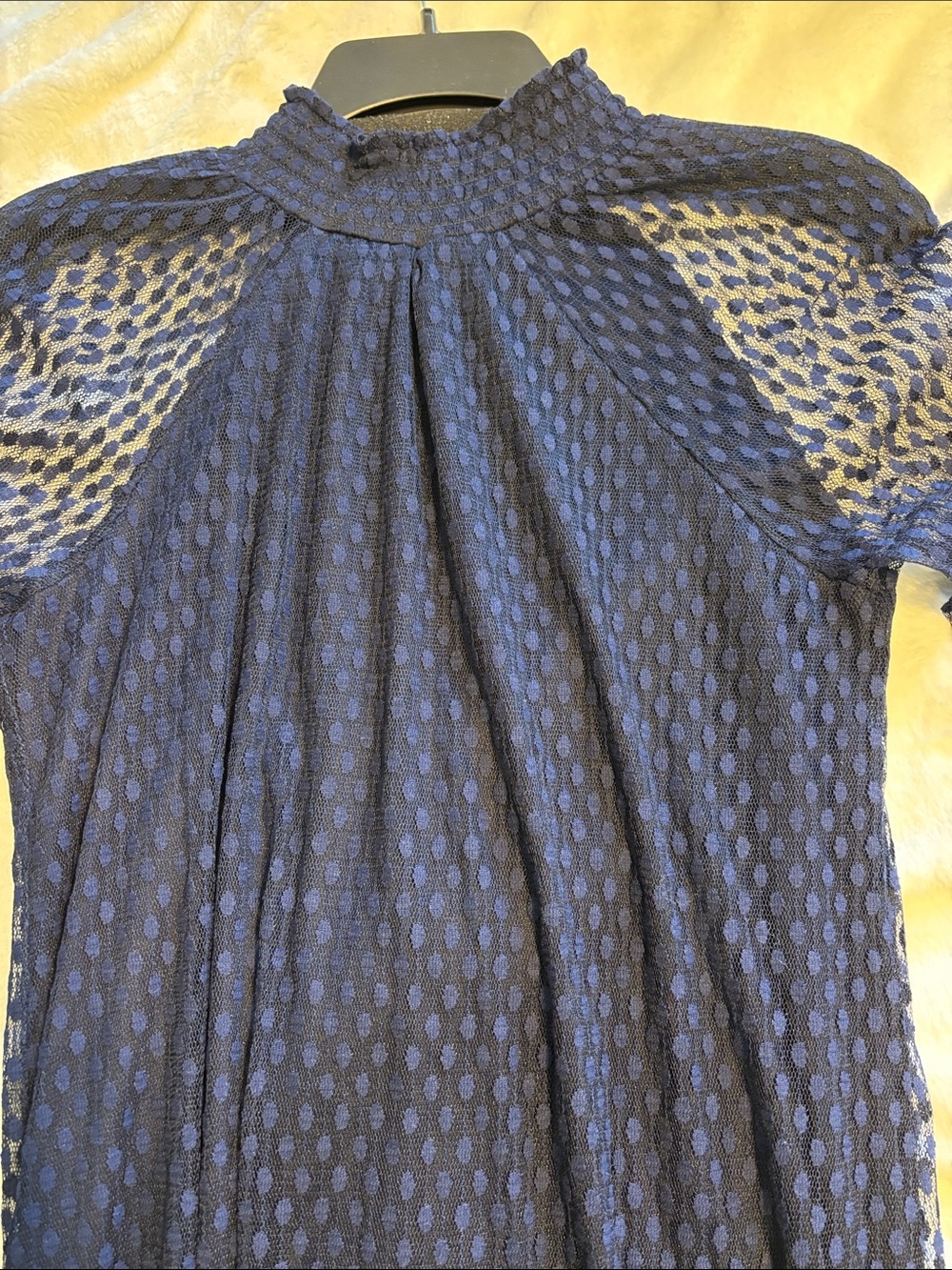Nina Leonard Navy Long-Sleeve Lace Shift Dress - Picture 7 of 9